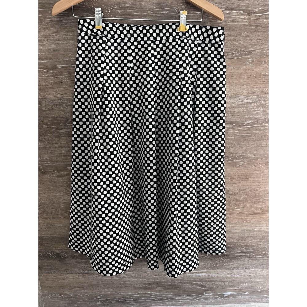 Skirt Sz M Black White Polka Dot Lined A line Pleated NY Collection